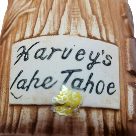 Harvey's Lake Tahoe Tiki Bucket Mug Vintage 1960s OMC Otagiri Japan Label 3D - Picture 2 of 9